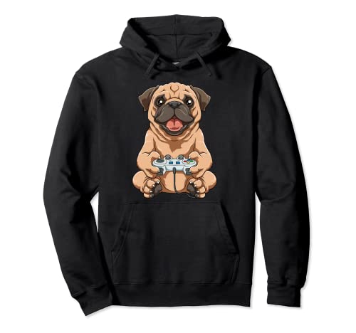 Pug Y Juegos Divertido Pug Gamer Lindo Juegos Pug Sudadera con Capucha