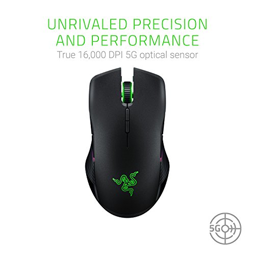 Razer Lancehead Wireless - Ratón Gaming inalámbrico ambidextro (Sensor láser con 16000 dpi, switches mecánicos, retroiluminación RGB Chroma), Color Negro