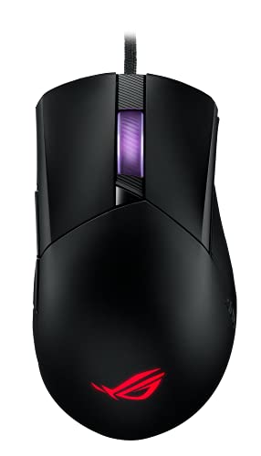 ROG Gladius III - Ratón Gaming asimétrico (26 000 DPI, 1% de desviación, Botones de actuación instantánea, Push-Fit Switch Socket II, estética ROG grabada con láser, ROG Paracord, Aura Sync) - Negro