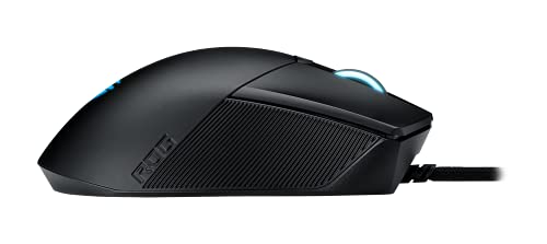 ROG Gladius III - Ratón Gaming asimétrico (26 000 DPI, 1% de desviación, Botones de actuación instantánea, Push-Fit Switch Socket II, estética ROG grabada con láser, ROG Paracord, Aura Sync) - Negro