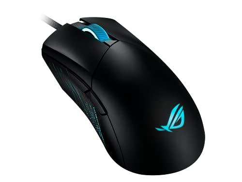 ROG Gladius III - Ratón Gaming asimétrico (26 000 DPI, 1% de desviación, Botones de actuación instantánea, Push-Fit Switch Socket II, estética ROG grabada con láser, ROG Paracord, Aura Sync) - Negro