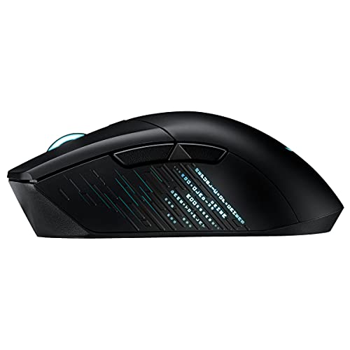 ROG Gladius III Wireless - Ratón Gaming asimétrico inalámbrico (conectividad USB, 2,4 GHz y Bluetooth, 26 000 DPI, Push-Fit Switch Socket II, ROG Omni Mouse Feet, ROG Paracord y Aura Sync) - Negro