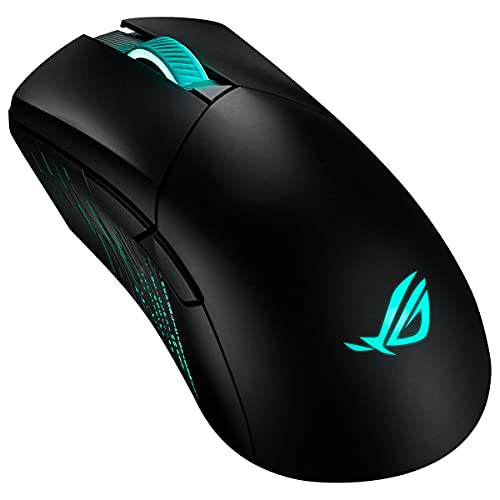 ROG Gladius III Wireless - Ratón Gaming asimétrico inalámbrico (conectividad USB, 2,4 GHz y Bluetooth, 26 000 DPI, Push-Fit Switch Socket II, ROG Omni Mouse Feet, ROG Paracord y Aura Sync) - Negro