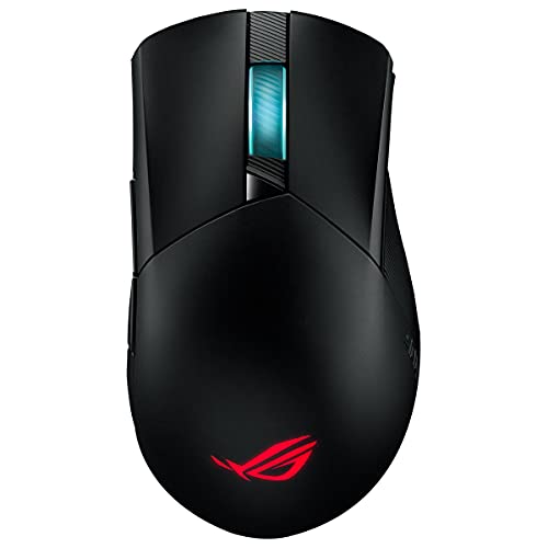 ROG Gladius III Wireless - Ratón Gaming asimétrico inalámbrico (conectividad USB, 2,4 GHz y Bluetooth, 26 000 DPI, Push-Fit Switch Socket II, ROG Omni Mouse Feet, ROG Paracord y Aura Sync) - Negro