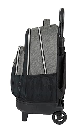 Safta Mochila Escolar con Carro Incluido y Espalda Acolchada de Harry Potter Hogwarts, 330x220x450 mm, Negro/Gris