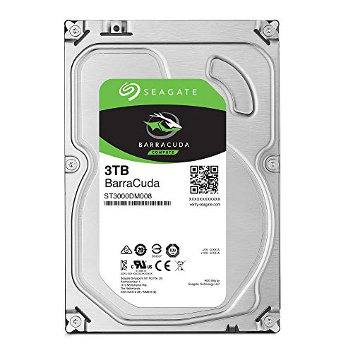 Seagate BarraCuda, 3 TB, Disco duro interno, HDD, 3,5", SATA 6 GB/s, 5400 RPM, caché de 256 MB para ordenador de sobremesa y PC (ST3000DM007)