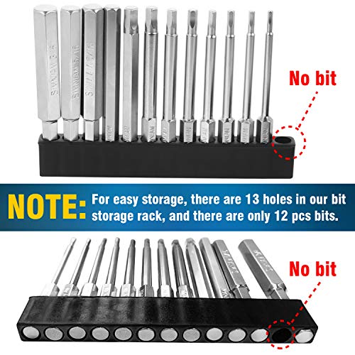Simniam 24 piezas 75 mm Hexagonal Magnetico Destornillador de Punta, S2 acero magnético 1/4 pulgadas destornillador hexagonal interior juego de puntas hexagonales