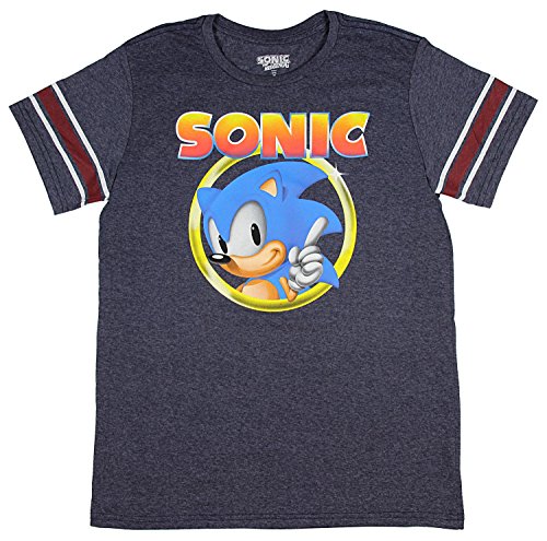 Sonic The Hedgehog Camiseta Mens Anillo Dorado Logo tee (pequeño)