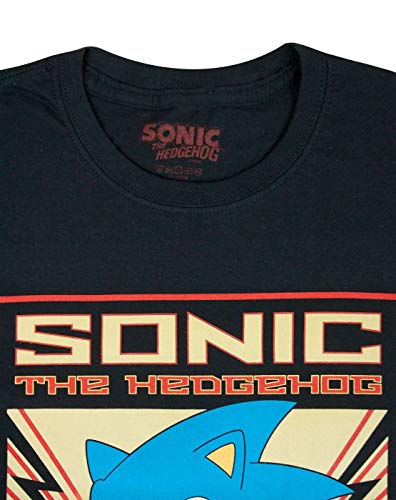 Sonic The Hedgehog T-Shirt Mens Propaganda Retro Cartel Black Top