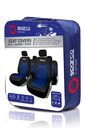 Sparco SPC1016AZ - Juego de Fundas de Asiento BK, Negro/Azul