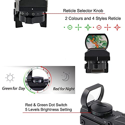 Svbony Punto de Mira, Visor de Punto Rojo, 20/22mm 4 Retículas y 5 Niveles de Brillo Miras Telescópicas para Actividades Deportivas