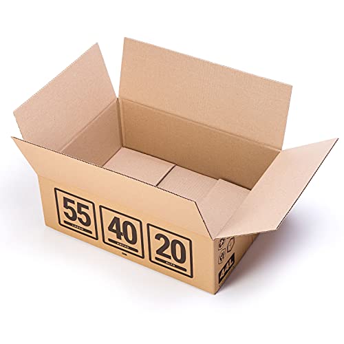 TeleCajas® | 55x40x20 cms | (10x) Caja de cartón Rectangular Plana| Pack de 10 Cajas