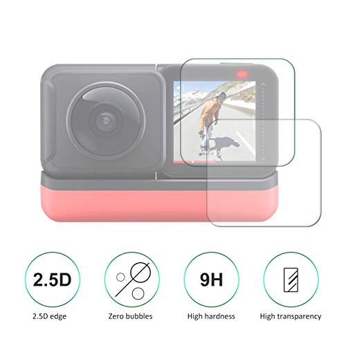 Teror Protector de Pantalla de cámara, Protector de Pantalla de Vidrio Templado para Insta 360 One R Película de protección de Pantalla de Lente de cámara de acción(2 Juegos)