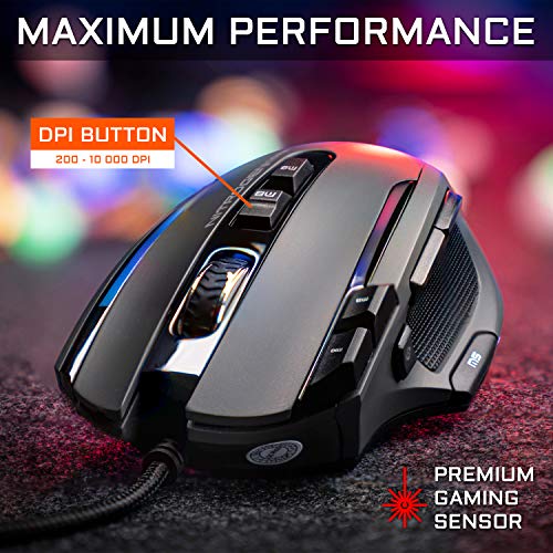 The G-LAB Kult NITROGEN Core Mouse Gaming con cable de Alto Rendimiento - Sensor Óptico Avago 10,000 DPI, RGB, Peso ajustable, 11 Botones Programables, Ultraligero, Compatible con PC/PS4/Xbox One