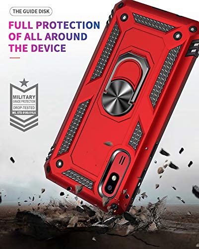 TiHen Funda Samsung Galaxy A2 Core Armor Carcasa con 360 Anillo iman Soporte Hard PC y Silicona TPU Bumper antigolpes Fundas Carcasas para Samsung Galaxy A2 Core, con Protector de Pantalla,Rojo