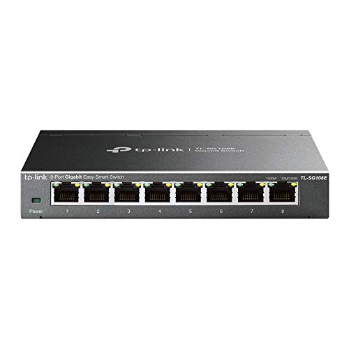 TP-Link TL-SG108E Unmanaged PRO Switch, 8 Puertos Gigabit inteligente, Plug&Play, Carcasa de Metal, VLAN, QoS, Software de Gestión Inteligente Fácil, Ver.6.0