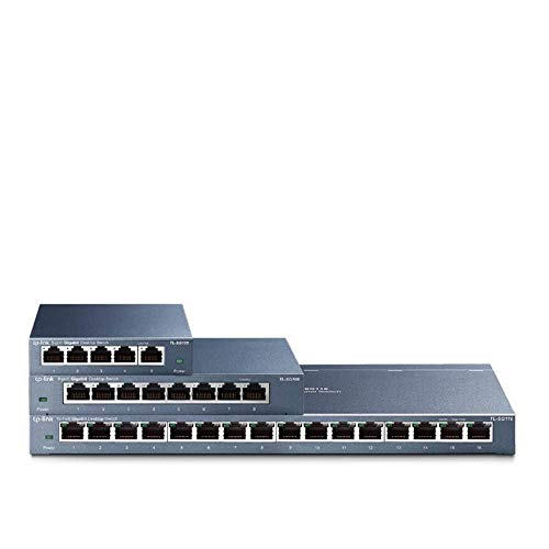 TP-Link TL-SG116 Gigabit Ethernet de 16 Puertos (Conmutador no Gestionado, Plug and Play, Metal, Escritorio, Montaje en Bastidor, sin Ventilador, Vida ÚTI Limitada)