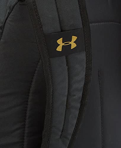 Under Armour Hustle 4.0, accesorio deportivo, mochila para portátil resistente al agua unisex, Gris (Black / Black Medium Heather / Metallic Gold Luster) , One Size