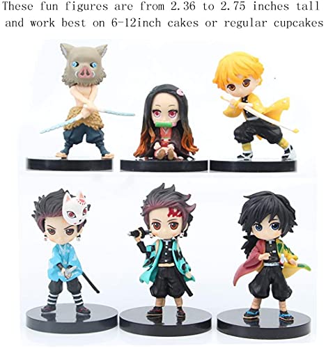 USEN Juego de 6 figuras de anime, juguetes para tartas, figuras de acción mini de cumpleaños, decoración de regalo para niños de animales A. Talla única