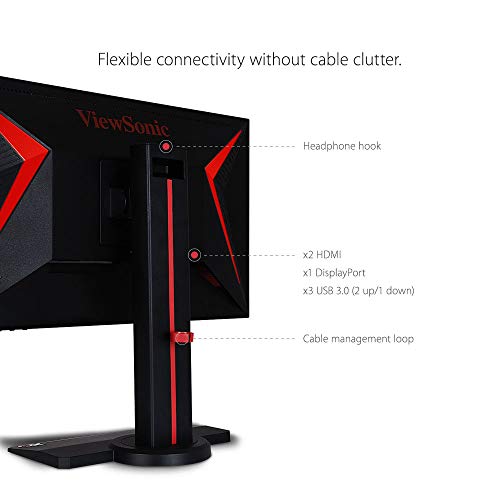 ViewSonic XG2402 - Monitor 24" Gaming Profesional Full HD TN (1920 x 1080, 144Hz, 1ms, FreeSync, 350 nits, altavoces, DVI/2 HDMI/DP/2 USB, Low input lag), color negro/rojo