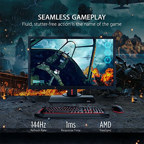 ViewSonic XG2402 - Monitor 24" Gaming Profesional Full HD TN (1920 x 1080, 144Hz, 1ms, FreeSync, 350 nits, altavoces, DVI/2 HDMI/DP/2 USB, Low input lag), color negro/rojo