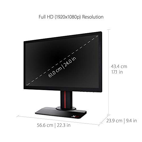 ViewSonic XG2402 - Monitor 24" Gaming Profesional Full HD TN (1920 x 1080, 144Hz, 1ms, FreeSync, 350 nits, altavoces, DVI/2 HDMI/DP/2 USB, Low input lag), color negro/rojo