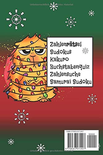 Weihnachten Rätselblock für Senioren Großdruck: Zahlenrätsel Buchstabenquiz Zahlensuche Sudokus Kakuro Labyrinthe Nanogramme