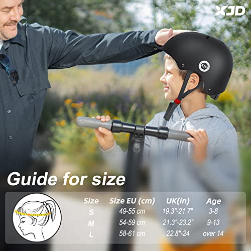 XJD Casco de Ciclismo para Niños Ajustable y Resiste al Impacto Ventilación con Muchos Colores -para Multideportivo Patineta Bicicleta Rollerskate Ciclismo(Negro, S)