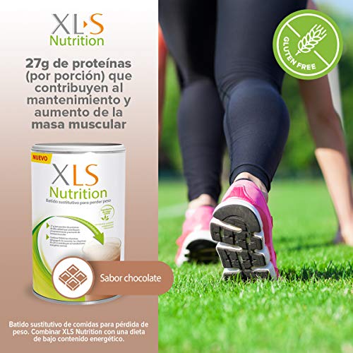 XLS Medical Nutrition Chocolate + Shaker de regalo - Batido sustitutivo de comidas para perder peso - Ingredientes de origen natural - contiene todas las vitaminas del grupo B - Sin gluten - 400 g