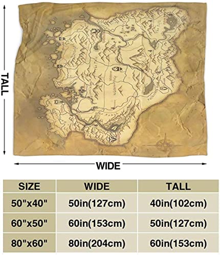 XXzhang Mantas, Skyrim Manta para arrojar Mapa de pergamino Desgastado Manta de Microfibra súper Suave Manta Suave y Elegante Manta cálida para Padres Adultos Niños en el sofá Cama Adecuado 60 X50-5