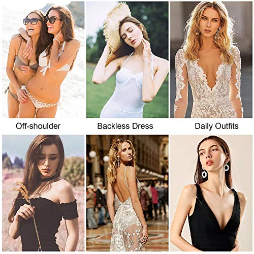 ZWOOS Sujetador Invisible Adhesivo Push Up Silicona, 2 Pares Bra Sujetador Tape Sexy Strapless Impermeable Respirable Reutilizable Cómodo A/B