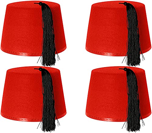 4 x RED FEZ gorro