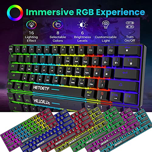 60% Teclado mecánico para Juegos, inalámbrico/con Cable/Bluetooth RGB Mini Teclado Tipo C retroiluminado para Varios Dispositivos, teléfono Inteligente, móvil, PC, computadora portátil