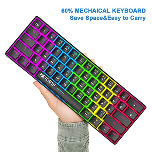 60% Teclado mecánico para Juegos, inalámbrico/con Cable/Bluetooth RGB Mini Teclado Tipo C retroiluminado para Varios Dispositivos, teléfono Inteligente, móvil, PC, computadora portátil