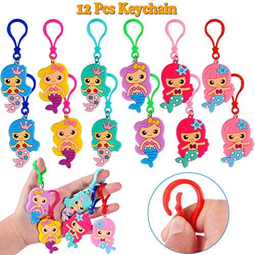 84pcs Sirena Cumpleaños Relleno Piñatas Sirena Llavero Sirena Pulsera Sirena Anillo Sirena Collar Sirena Pinza para Cabello Tatuajes Temporales para Niños Niñas Sirena Fiesta Cumpleaños Artículos