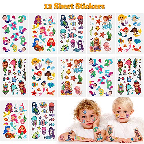 84pcs Sirena Cumpleaños Relleno Piñatas Sirena Llavero Sirena Pulsera Sirena Anillo Sirena Collar Sirena Pinza para Cabello Tatuajes Temporales para Niños Niñas Sirena Fiesta Cumpleaños Artículos