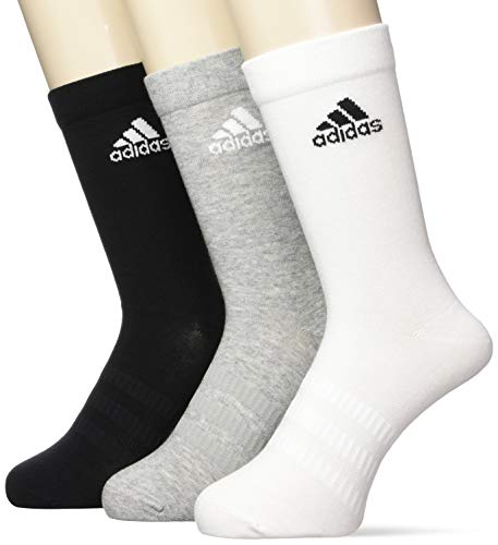 adidas LIGHT CREW 3PP Socks, Unisex adulto, Medium Grey Heather/White/Black, L