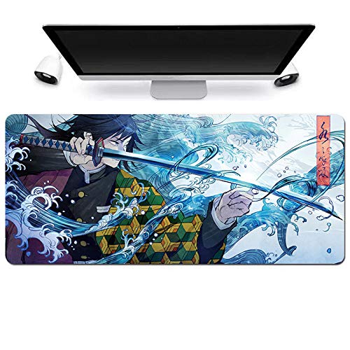 Alfombrilla de ratón para videojuegos, diseño de demon Slayer Kimetsu No Yaiba Anime, alfombrilla de escritorio impermeable para ordenador portátil, alfombrilla de ratón grande, 80 cm x 30 cm x 4 mm