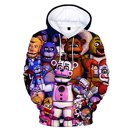 Anjinguang Sudaderas FNAF para hombre - Nuevas sudaderas 3D FNAF Five Ni-gh-ts en Fre-ddy's - Funtime Freddy Sudaderas transpirables con bolsillos, multicolor, Tipo 3, XL