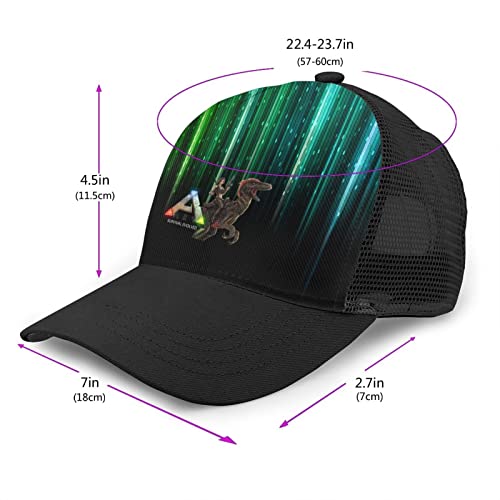 Ark-Survival-Evolved Game Logo Hat Gorra de béisbol de ala doblada Gorra de Malla Informal Snapback con Estampado 3D Negro