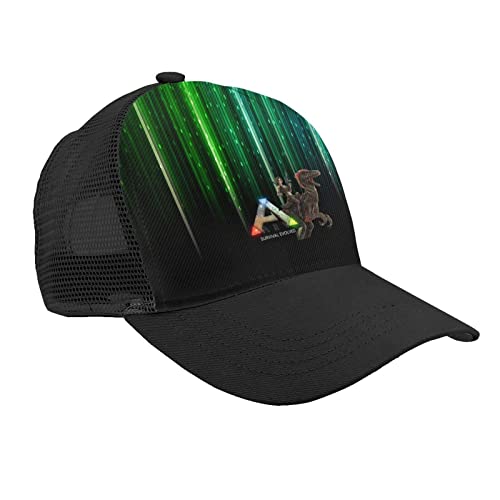 Ark-Survival-Evolved Game Logo Hat Gorra de béisbol de ala doblada Gorra de Malla Informal Snapback con Estampado 3D Negro