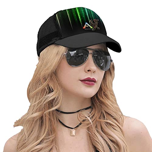 Ark-Survival-Evolved Game Logo Hat Gorra de béisbol de ala doblada Gorra de Malla Informal Snapback con Estampado 3D Negro