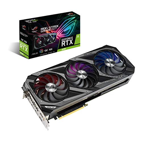 ASUS ROG Strix NVIDIA GeForce RTX 3090 OC Edition 24GB GDDR6X - Tarjeta gráfica (PCIe 4.0, HDMI 2.1, DisplayPort 1.4a, Ventiladores Axial-Tech, diseño 2,9 Ranuras, Super Alloy Power II, GPU Tweak II)