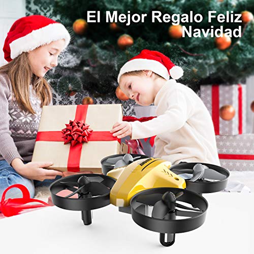 ATOYX Mini Drone para Niños, RC Helicopter Quadcopter AT-66C, 3D Flips, Modo sin Cabeza, Estabilización de Altitud, 3 Velocidades,3 Baterías, Regalo para Niños y Principiantes(Amarillo)