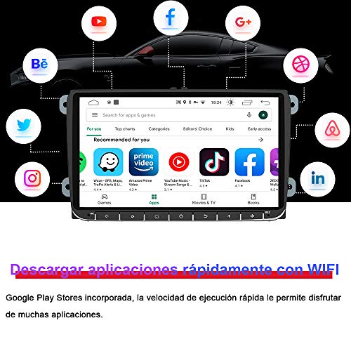 AWESAFE Android 10.0 [2GB+32GB] 9 Pulgadas Radio Coche con Pantalla Táctil para VW, Autoradio para VW con WiFi/GPS/Bluetooth/RDS/USB/FM Am, Admite Mandos del Volante y Aparcamiento