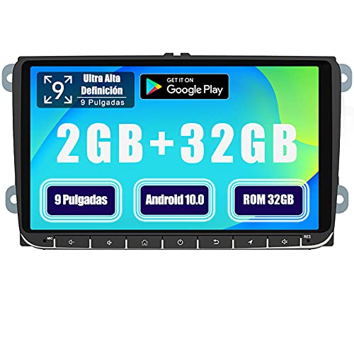 AWESAFE Android 10.0 [2GB+32GB] 9 Pulgadas Radio Coche con Pantalla Táctil para VW, Autoradio para VW con WiFi/GPS/Bluetooth/RDS/USB/FM Am, Admite Mandos del Volante y Aparcamiento