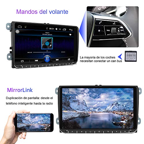 AWESAFE Android 10.0 [2GB+32GB] 9 Pulgadas Radio Coche con Pantalla Táctil para VW, Autoradio para VW con WiFi/GPS/Bluetooth/RDS/USB/FM Am, Admite Mandos del Volante y Aparcamiento