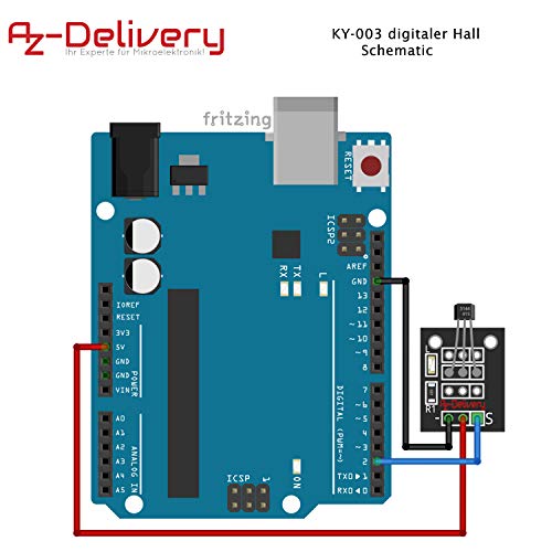 AZDelivery 5 x KY-003 Transistor Digital con Sensor de Efecto Hall Compatible con Arduino con E-Book Incluido!