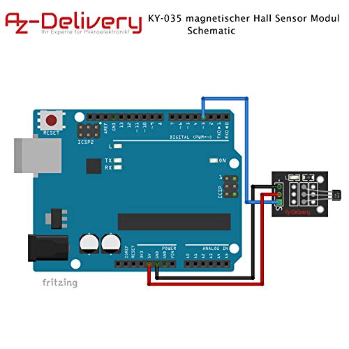 AZDelivery 5 x KY-035 Módulo de Sensor Magnético Hall Analógico Compatible con Arduino con E-Book Incluido!