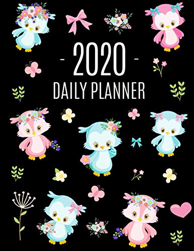 Baby Owl Planner 2020: Beautiful January - December Daily Organizer | Large Agenda Scheduler: for School, Appointments, Work or Office | Cute Year ... Yellow Flowers & Hearts (Year Planners 2020)